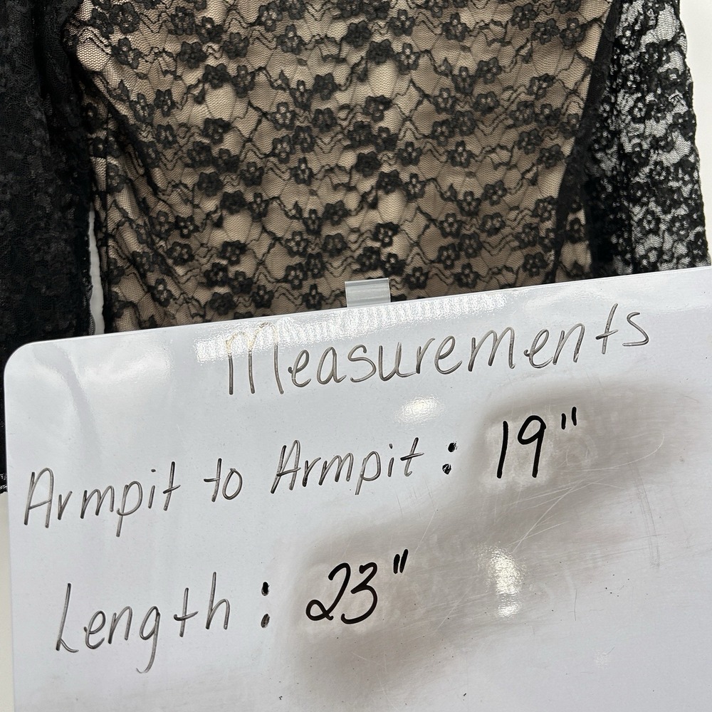 Dressbarn Womens Whimsigoth Lace Empire Waist Top‎ Sz M Black Y2K Dark Romantic - Picture 8 of 8